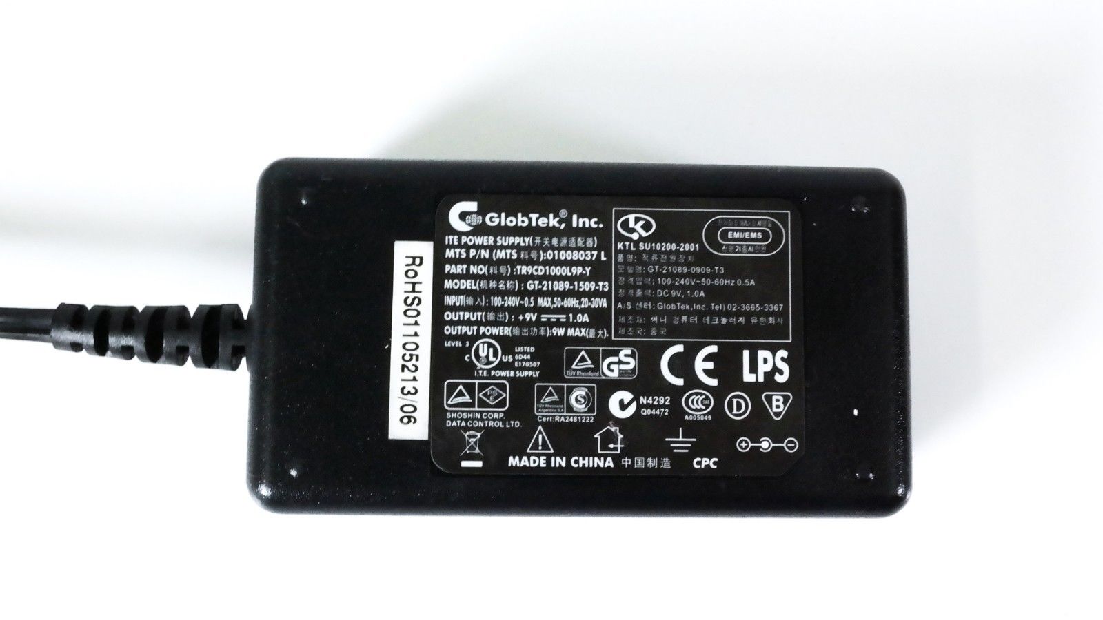 *Brand NEW* 9V 1.0A GlobTek Inc TR9CD1000L9P-Y GT-21089-1509-T3 9W Max AC Power Adapter - Click Image to Close